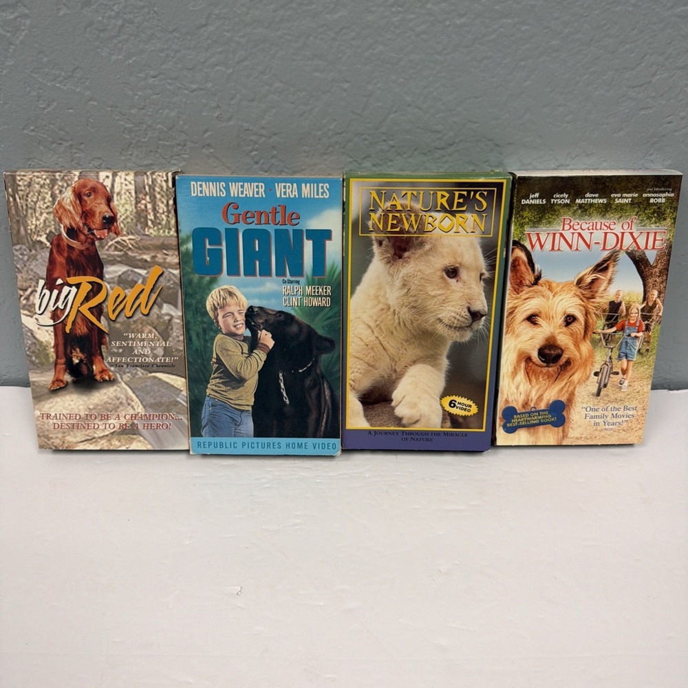 Lot Of 4 VHS Big Red Gentle Giant Nature Newborn Winn‎ Dixie